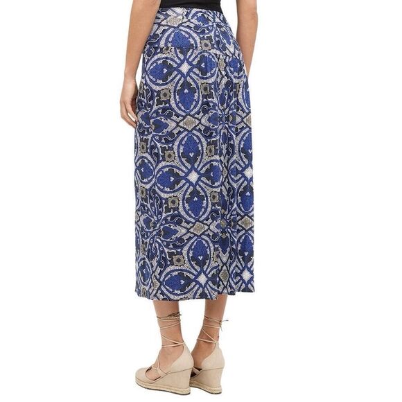 Maeve Anthropologie Cyprus XL Wrap Skirt Blue Motif Boho African Graphic Fits 1X - Picture 2 of 16
